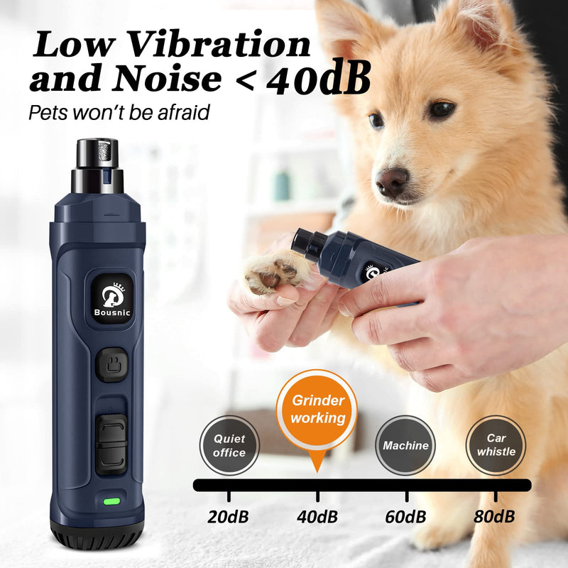 BOUSNIC Dog Nail Grinder and Clippers Kit - 2-Speed Quiet Pet Nail Trimmer Safe Powerful Electric Dog Nail File Toenail Grinder for Puppy Small Medium Large Breed Dogs & Cats - BeesActive Australia