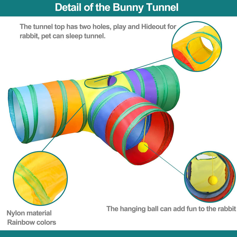 Rabbit Toys, Bunny Tunnels and Tubes with Chew Toys for Grinding Teeth Apple Sticks Bamboo Carrot Loofah and Grass Ball for Rabbit Guinea Pig Chinchilla Ferret Rat - BeesActive Australia