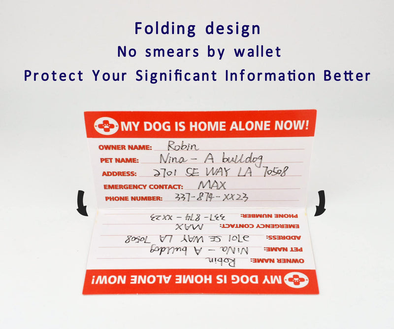 CloceanBrand My Dogs are Home Alone Alert Key Tag Keychain Emergency Contact Wallet Card Folded - 2 Writable Back Sides (Dog Emergency Wallet Card & Tag)… Dog Emergency Wallet Card & Tag - BeesActive Australia