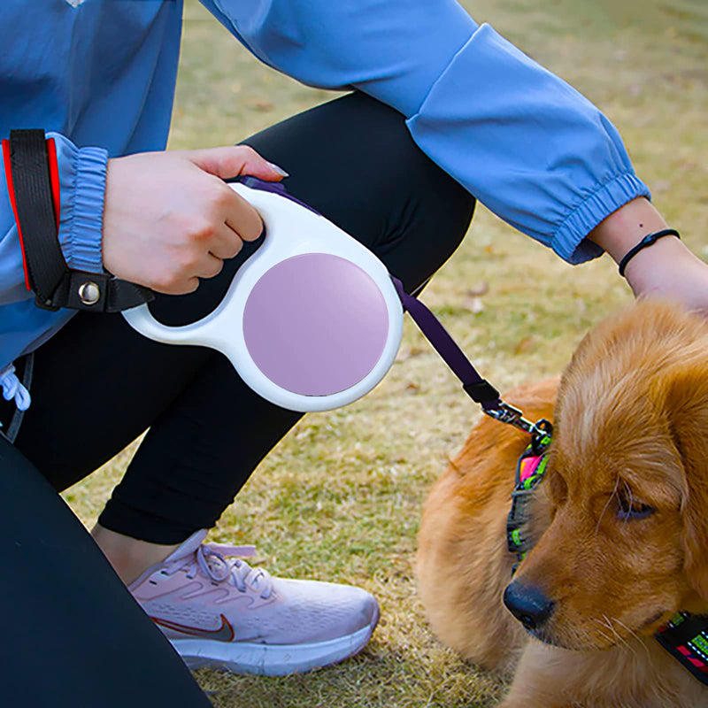LFCXHTY Retractable Dog Leash, 10 Ft/16 Ft Durable Pets Walking Leash for Small Medium Large Dogs or Cats up to 220 LB, One Button Brake, Pause, Lock Purple - BeesActive Australia