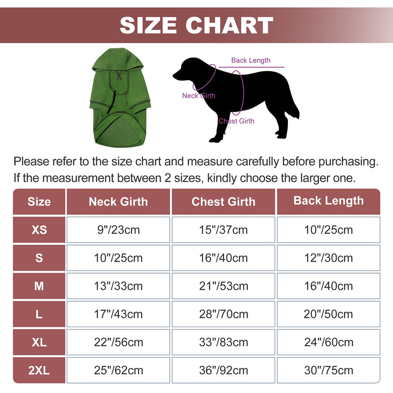 Kickred Basic Dog Hoodie Sweatshirts, Pet Clothes Hoodies Sweater with Hat and Leash Hole, Soft Cotton Outfit Coat for Small Medium Large Dogs XL Army Green - BeesActive Australia