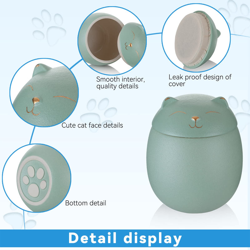 NEWDREAM Cat-Shaped Ceramic urn,Pet Urns for Cat Ashes,Cat Urns for Ashes Animal Urns for Ashe Pet Cremation Urn green big - BeesActive Australia