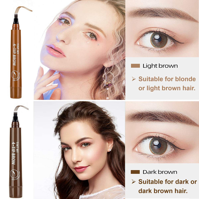 3PCS Dark Brown Eyebrow Pen - Waterproof Microblading Eyebrow Pen,Long Lasting,Easily Create Natural Eyebrow Makeup - BeesActive Australia