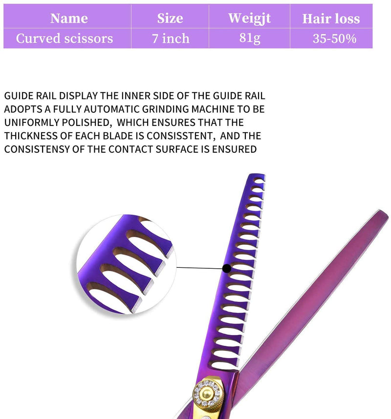 Purple Dragon Professional 7.0/8.0 inch Pet Grooming Hair Cutting Scissor and 6.75/8.0 inch Dog Chunker Shear - Japan 440C Stainless Steel for Pet Groomer or Family DIY Use Chunker scissor - BeesActive Australia