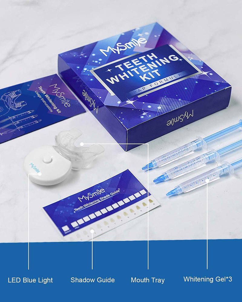MySmile Teeth Whitening Kit, Non-Sensitive Teeth Whitener Kit with 3 Teeth Whitening Gel & Light, 10 Min Fast-Result Home Tooth Whitening Dental Care Help Remove Teeth Stain from Coffee,Peroxide Free - BeesActive Australia