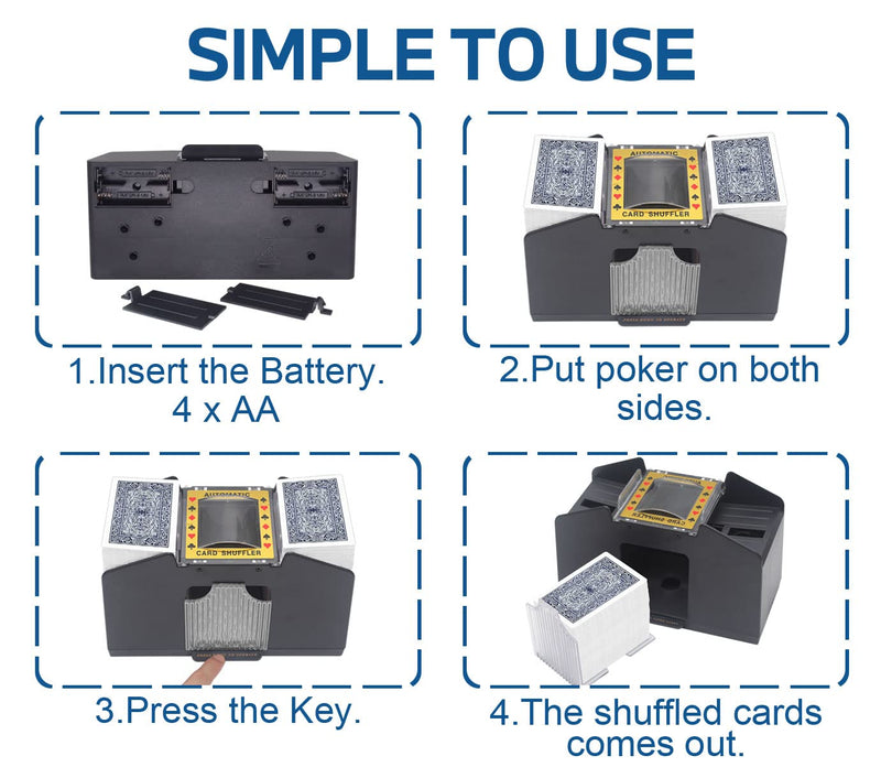 TAAVOP Card Shuffler 2-4 Deck Automatic, Battery-Operated Electric Card Shuffler Machine for UNO/Poker/Playing Card - BeesActive Australia