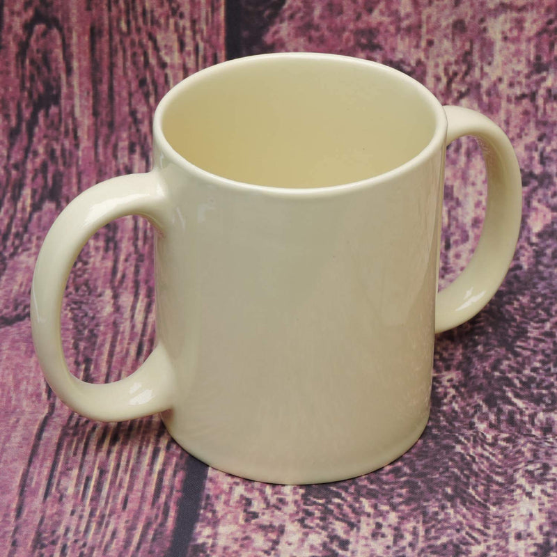 Dual Handle Mug | Two Handled Ceramic Drinking Mug for Secure Hold | 11.83 Fl. Oz. (350 Ml) - Yellow Color - BeesActive Australia