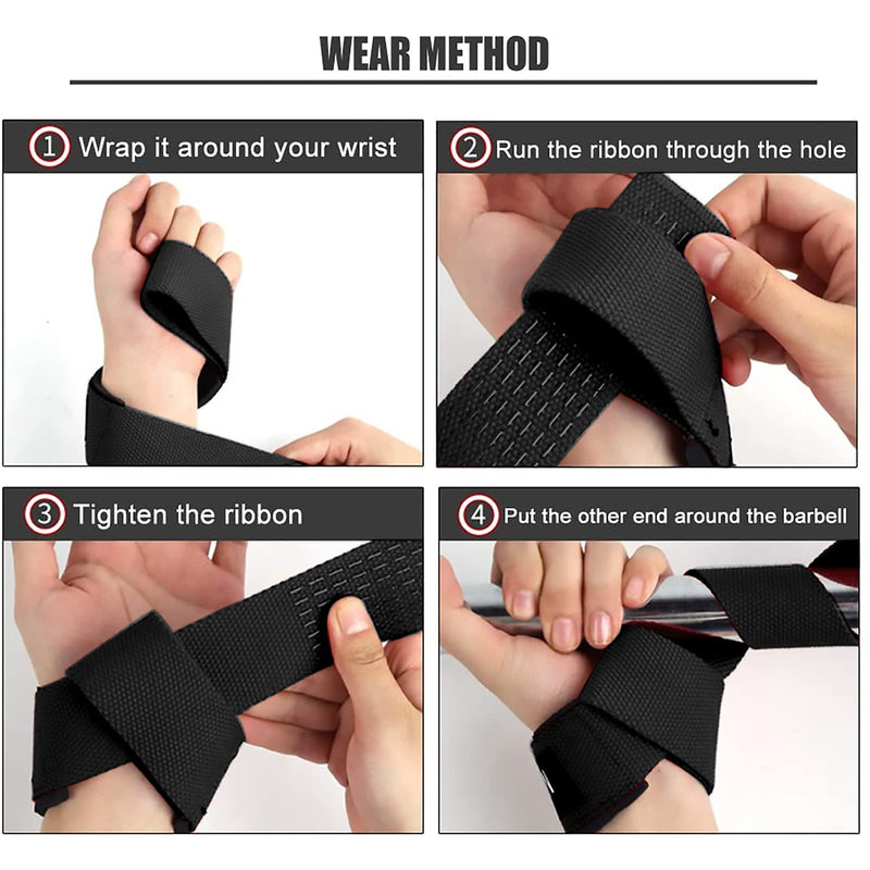 SKDK Cotton Hard Pull Wrist Lifting Straps Grips Band-Deadlift Straps with Neoprene Cushioned Wrist Padded and Anti-Skid Silicone - for Weightlifting, Bodybuilding, Xfit, Strength Training Black - BeesActive Australia