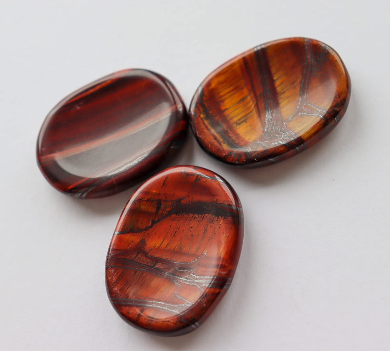 Red Tiger Eye Crystal Worry Thumb Stone Meditation Spiritual Stress Relief Gift Birthday Healing Energy Reiki Chakra Red Tiger Eye - BeesActive Australia