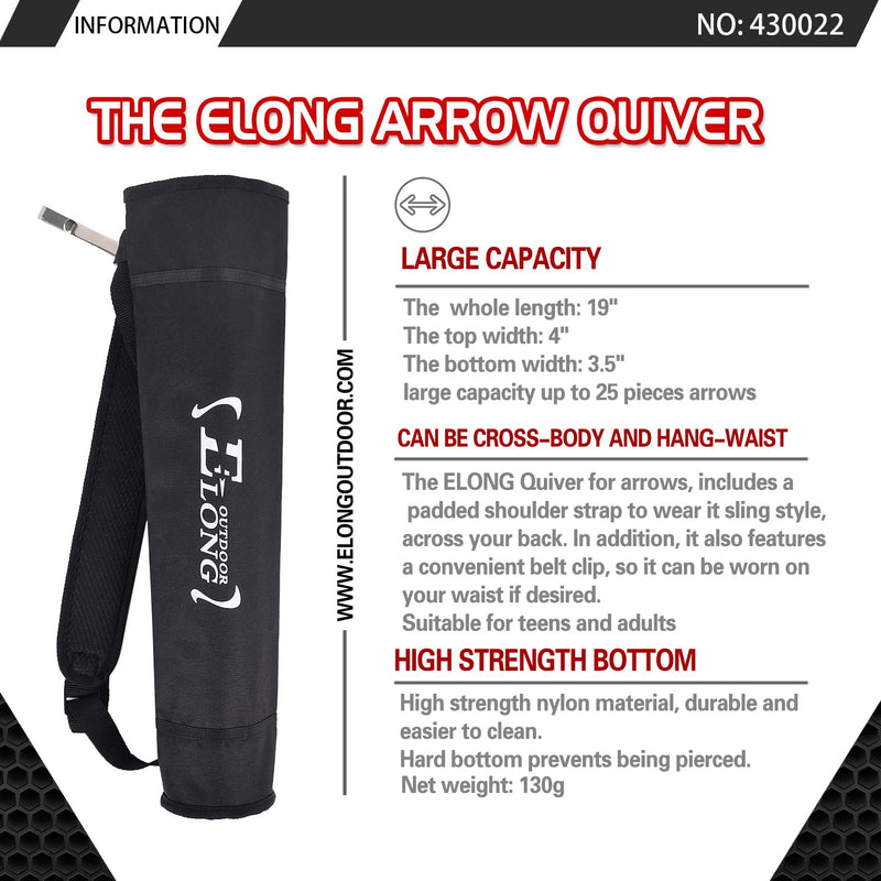 Elong Adjustable Archery Back Arrow Quiver Holder - Upgraded Quiver Arrows for Compound Recurve Bow and Hunting Target Practicing Youth and Adults Black - BeesActive Australia