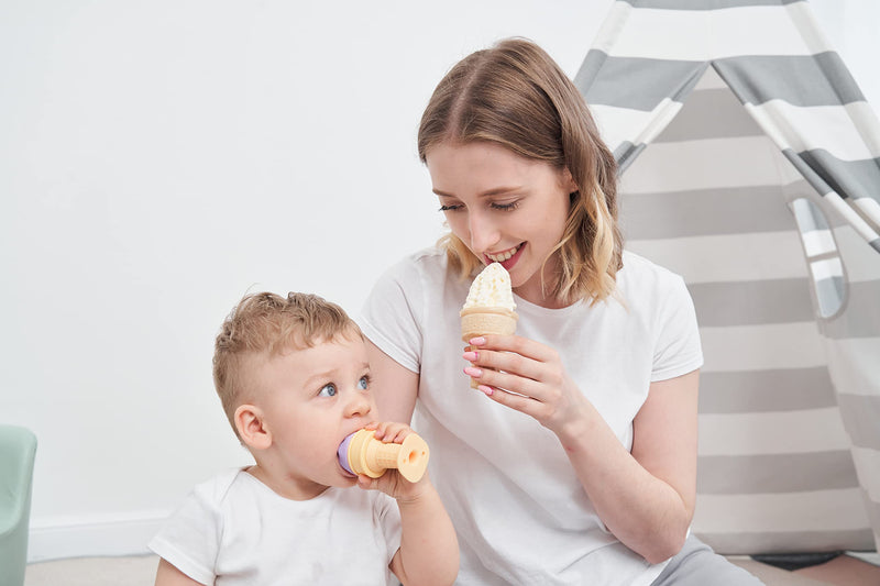 Smily Mia Freezer Teether for Babies 12-18Months,Freezable Ice Cream Toy for 6-12Months Babies,Cold Water Soother for 3-6Months for Teething Pian Relief,Grape Purple grape purple - BeesActive Australia
