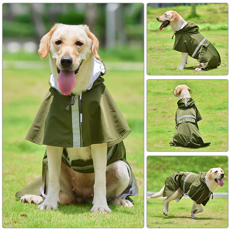 KOOGAL Pet Large Dog Raincoat Apparel Poncho Waterproof for Medium Large Sized for Dog Raincoat Clothes Jacket 4XL Green - BeesActive Australia