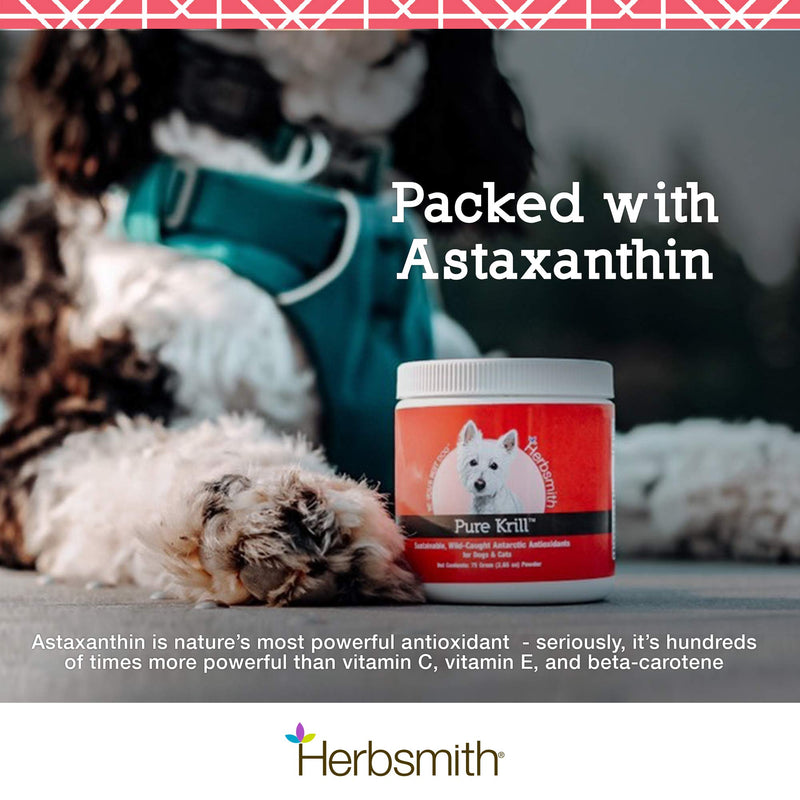 Herbsmith Pure Krill - Wild-Caught Antarctic Krill - Just 1 Ingredient - Astaxanthin for Dogs - Ready-to-Use Omega 3s 150g - BeesActive Australia