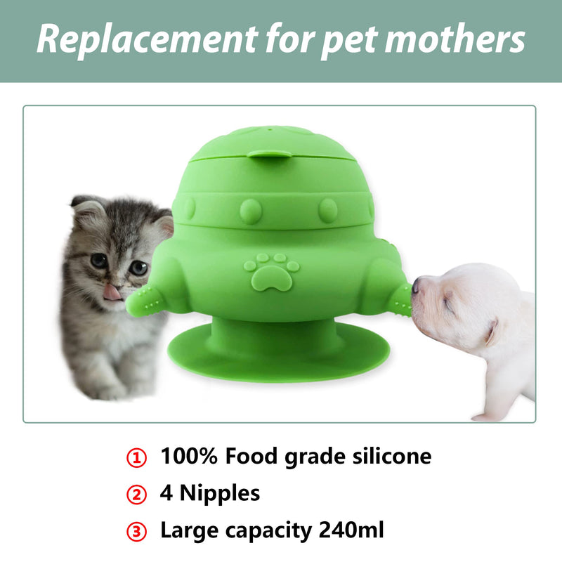 Puppy bottles for nursing,Puppy milk feeders for multiple puppies nipple,Puppy Feeder Milk Bowl,4 Nipples Silicone Puppy Nursing Station,Feeder Bowl for Kittens, Puppies,Capacity 240ml（Green） - BeesActive Australia