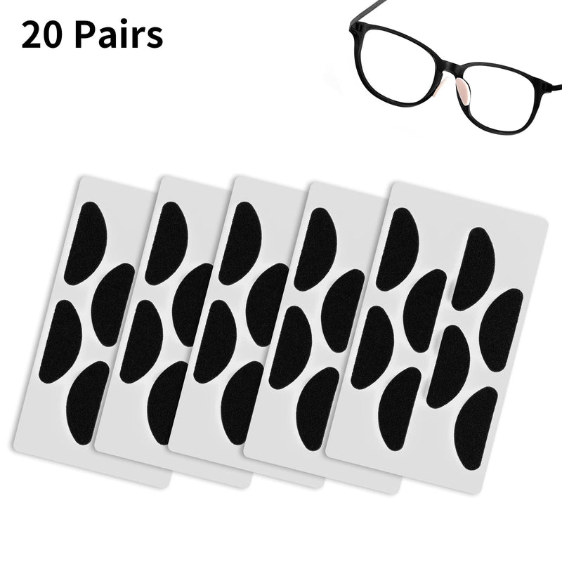 ASTER 20 Pairs of Eyeglass Nose Pads, Soft Foam Self-Adhesive Nose Pads, Anti-Slip Sponge Glasses Nose Pads for Sunglasses, Glasses (D-Shape) Black - BeesActive Australia