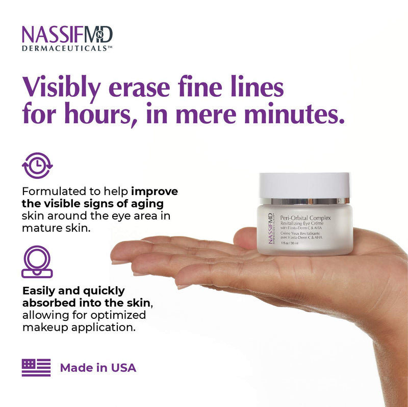 NassifMD Peri-Orbital Eye Complex, Regenerating Under Eye Cream for Fine Lines & Wrinkles, Anti Wrinkle Cream For Younger Looking Skin (1 fl oz) - BeesActive Australia