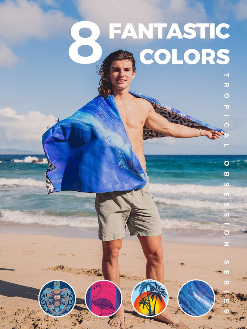 OCOOPA Microfiber Beach Towel Fast Drying, Extra Large 71" x 32" Sand Free Beach Towel Super Lightweight Towels for Swimming Pool, Camping, Picnic, Yoga Gym Sports(X-Large, Blue Quicksand) X-Large?32x71 inches? - BeesActive Australia