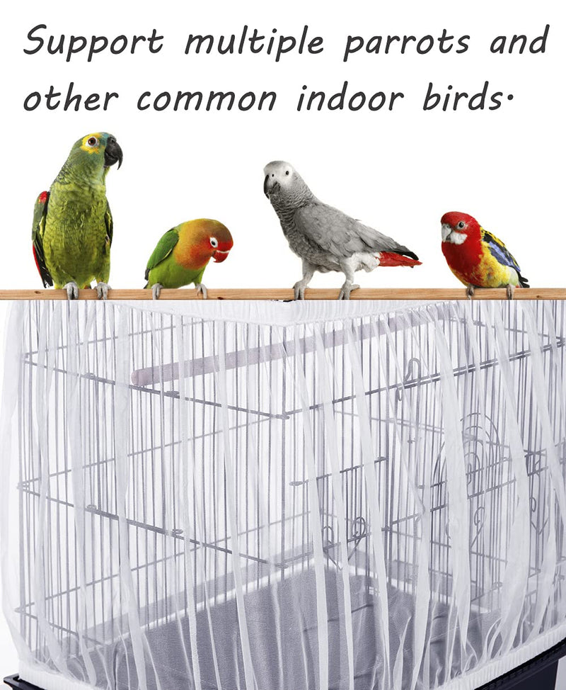 Tamu style Bird Cage Seed Catcher, Large, Stretchy Form Fitting Mesh Skirt Cover for Parrot Enclosures, Light and Breathable Fabric, Prevent Scatter and Mess, Reusable White - BeesActive Australia