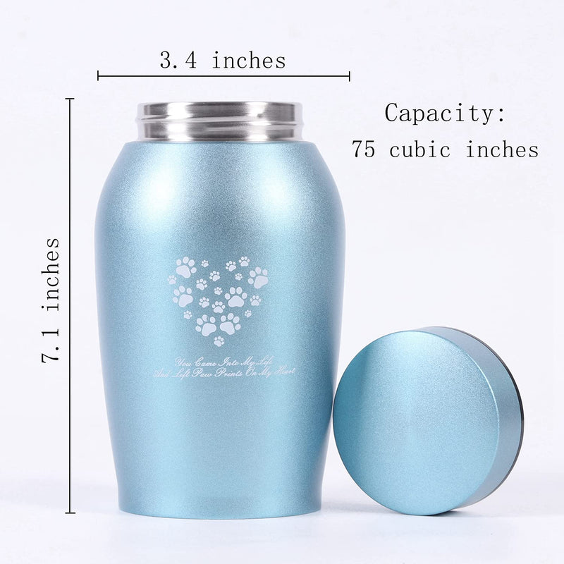 Youdear Memorials Stainless Steel Pet Urns,Premium Urns for Dog and Cat Ashes,Suitable Size Urns for Pet Ashes Medium Blue - BeesActive Australia