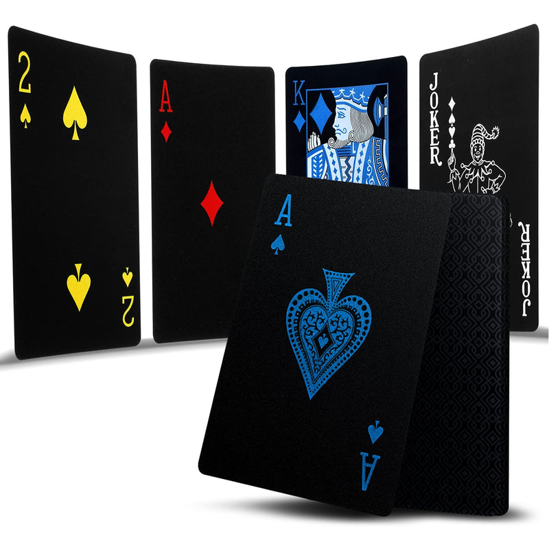 Zayvor 3 Decks Playing Cards Poker Cards Deck of Cards Premium Black Poker Cards Waterproof Plastic Cards with Gift Box,Game Tools for Family Game Party- Cool Red Blue Yellow Style 2 - BeesActive Australia