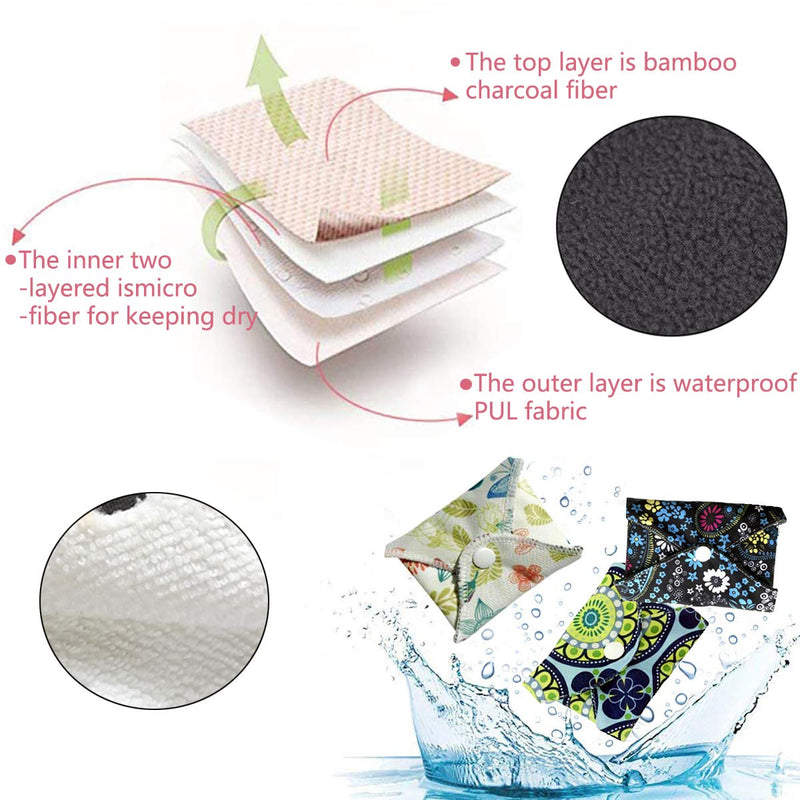 ZCOINS 11 Pieces Mix Size Reusable Sanitary Towels for Light Medium Heavy Flow and Night Cloth Sanitary Pad - BeesActive Australia