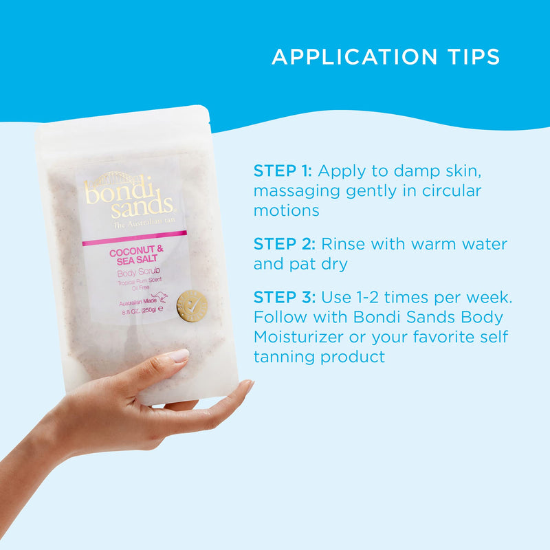 Bondi Sands Tropical Rum Coconut & Sea Salt Body Scrub | Oil-Free Formula Gently Exfoliates + Removes Impurities with Coconut Husk & Walnut Shell, Self Tan Friendly, Vegan + Cruelty Free | 250g/8.8 Oz - BeesActive Australia