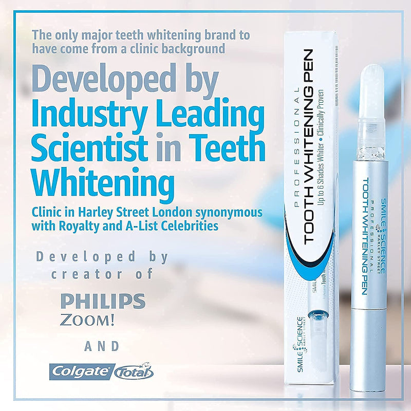 Smile Science Harley Street - Dual Professional Advanced Teeth Whitening Pen (Pack of 2) - Upto 8 Shades Whiter - 100% safe for Enamel - Vegan - For Sensitive Teeth - Rapid Results - Clinically Proven - BeesActive Australia