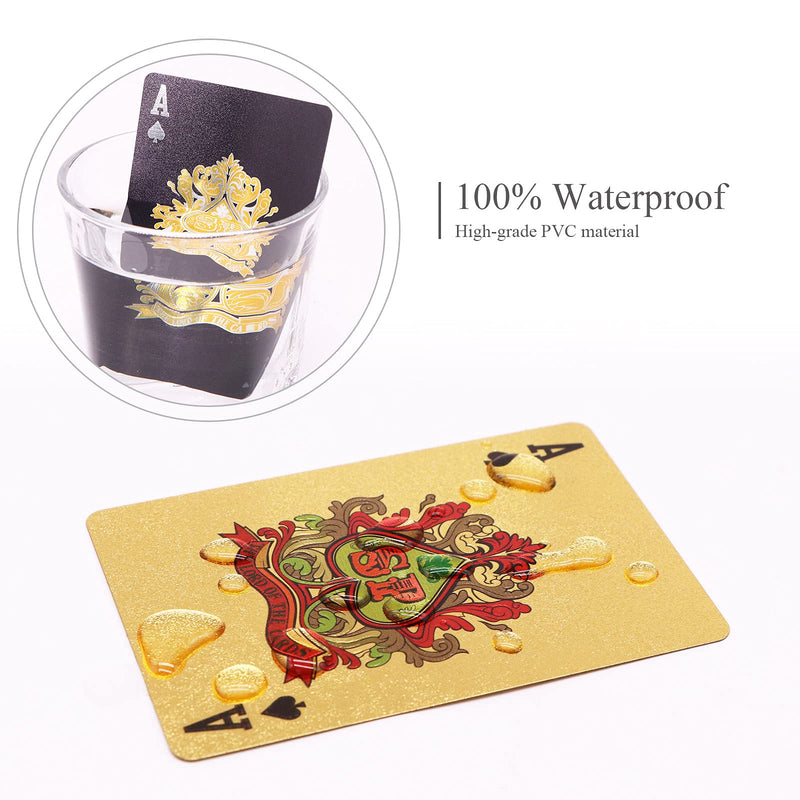 2 Decks Plastic Playing Cards Waterproof Playing Card, PVC Card Deck for Game and Party.(Black and Gold) If-3erk-s5os - BeesActive Australia
