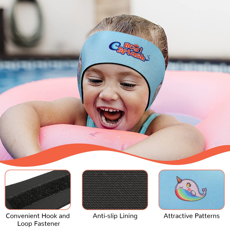 HeySplash Swimming Headband, Ear Band Swimmer Ear Protection, Elastic Neoprene Ear Guard and Hair Guard for Kids, Toddlers and Adults, Designed to Keep Water Out and Hold Earplugs in Blue Medium (Pack of 1) - BeesActive Australia