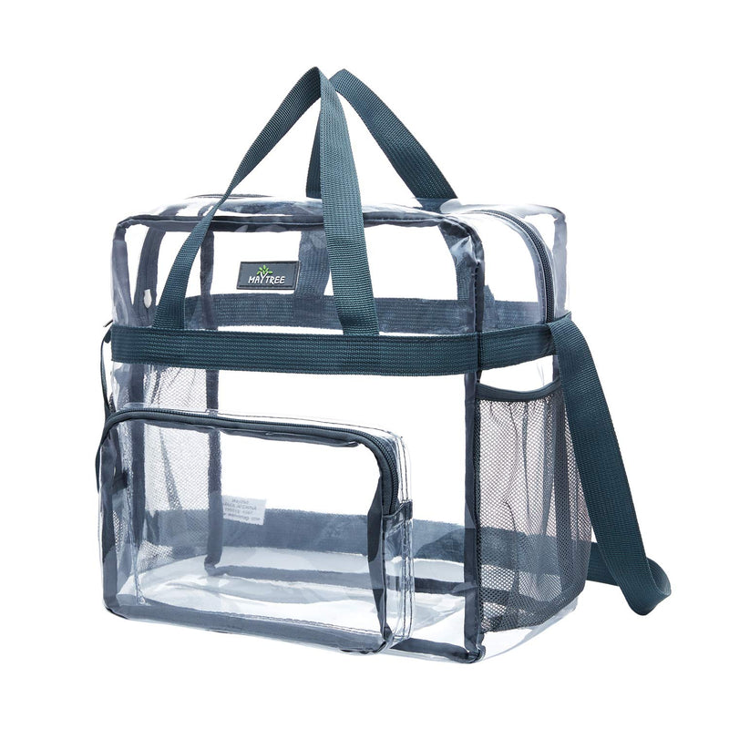 MAY TREE Clear Bag Stadium Approved, Transparent Tote Bag and See Through Tote Bag for Work, Sports Games and Concerts-12 x12 x6 (Gray) - BeesActive Australia