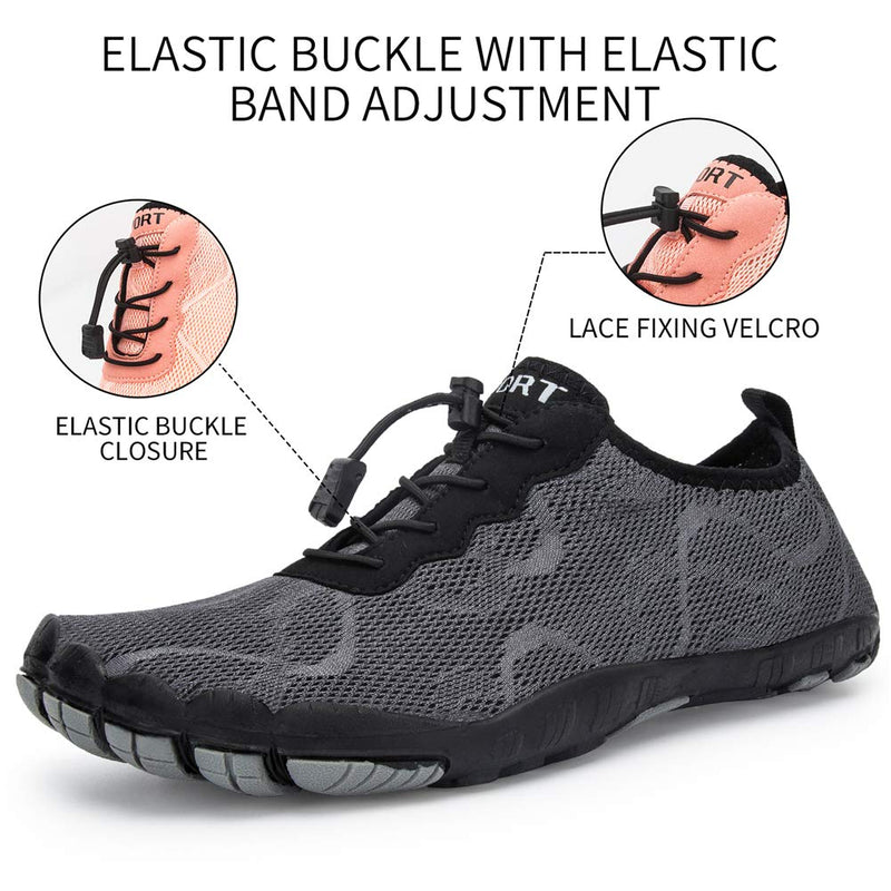 Water Shoes Mens Womens Barefoot Diving Swim Shoes Water Sports Non-Slip Aqua Shoes for Swim Pool, Beach,Hiking, Kayaking, Boating,Surfing 10 Women/7.5 Men Dark Grey-d - BeesActive Australia