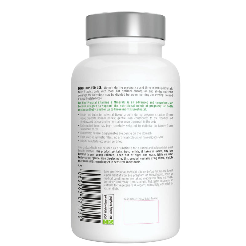 Advanced Clean Label Vegan Prenatal Multivitamin with Folic Acid as Folate, Plus Choline, Calcium, Magnesium & Gentle Iron, Complete Pregnancy Vitamins for Women, 60 Tablets, by Igennus - BeesActive Australia