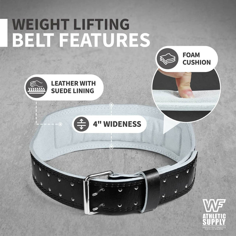 CAPHAUS Leather Weightlifting Belt, Heavy Duty Pro Leather Belt with Adjustable Buckle - Stabilizing Lower Back Support 4 Inches Wide Great for Weightlifting, Bodybuilding, Cross Training & Injury Prevention a. M/L (Waist Size: 30 - 48) - BeesActive Australia
