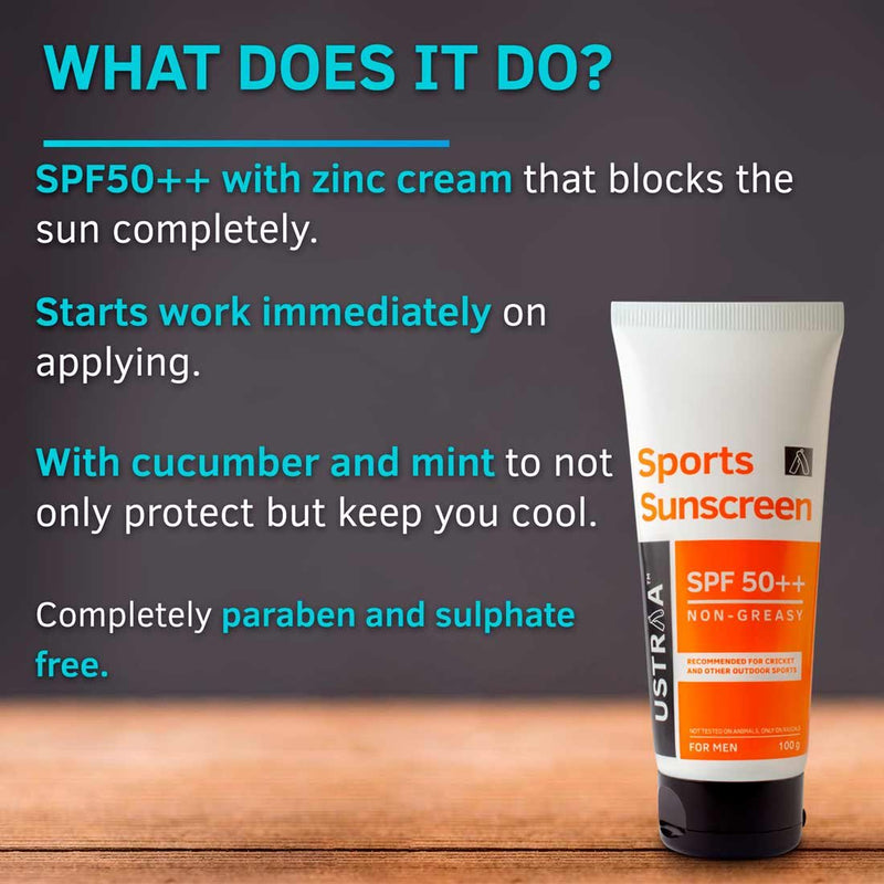 Ustraa Sports Sunscreen-SPF 50 (100 Gms) - BeesActive Australia