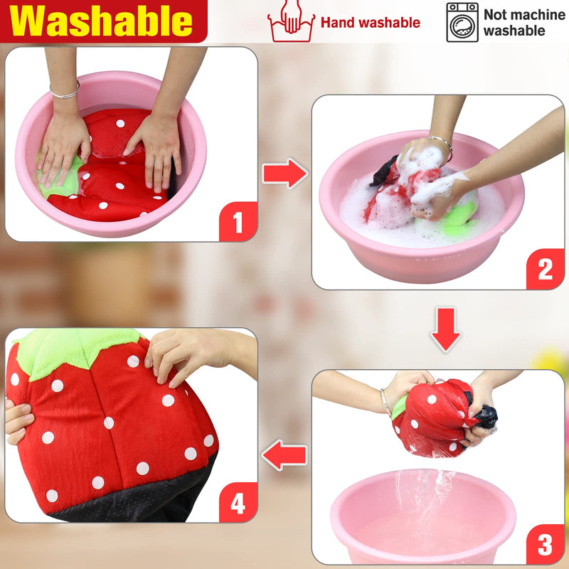 Guinea Pig Bed Rabbit Hideout Warm Fleece Cuddle Cup Washable Winter Sleeping House for Small Pet/Ferret/Chinchilla/Bunny Strawberry Style - BeesActive Australia
