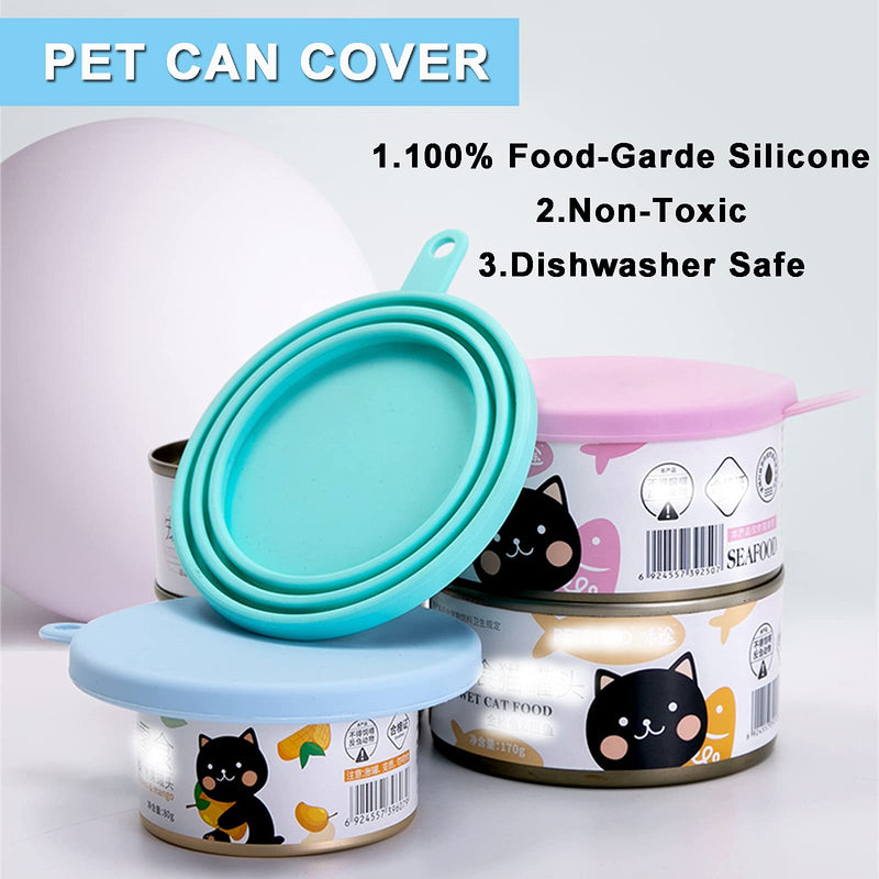 WAFJAMF Silicone Pet Can Covers,Dog Cat Food Can Lids and Spoons,Universal BPA Free,Fit Multiple Sizes Dishwasher Safe 3 Pack+Spoon - BeesActive Australia