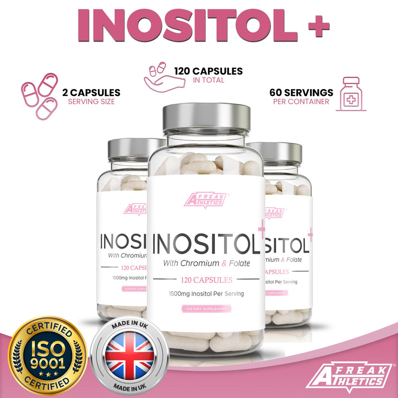 Myo Inositol Capsules by Freak Athletics - Inositol Capsules with Chromium & Folate - 120 Capsules Vegan & Vegetarian Friendly - UK Made - BeesActive Australia