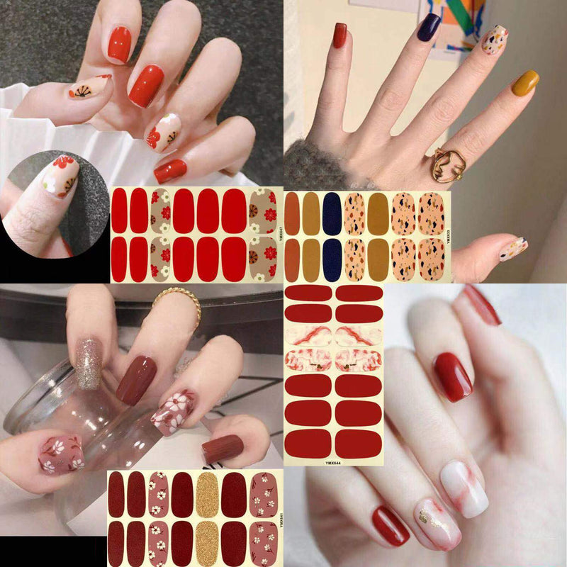 SILPECWEE 20 Sheets Adhesive Nail Art Stickers Decals 1Pc Nail File Marbling Design Nail Polish Wraps Strips Manicure Accessories for Women NO3 - BeesActive Australia