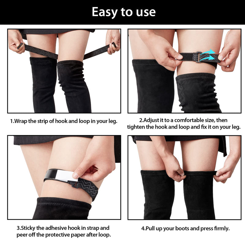 Boot Straps 4 Pieces Adjustable Thigh High Boots Tape Elastic Boot Belts and Straps Comfortable Thigh High Strap Boots Women Boots Fixed Belt with 28 Pieces Hook and Loop Tape for Knee High Boots - BeesActive Australia
