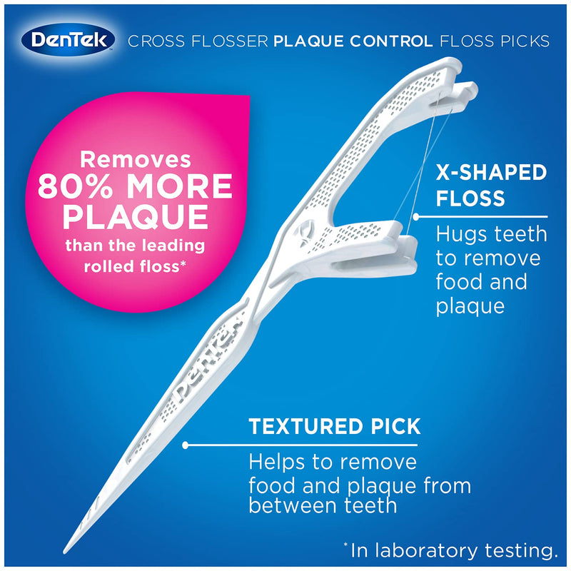 DenTek Cross Flosser Plaque Control Floss Picks, X-Shaped Floss, 75 Count, 3 Pack 75 Count (Pack of 1) - BeesActive Australia