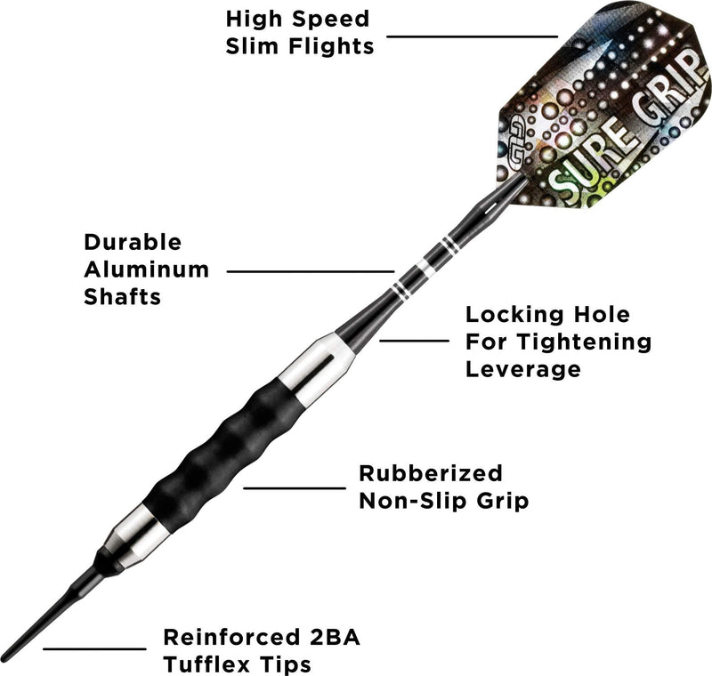 Viper Sure Grip Soft Tip Darts Black 16 Grams - BeesActive Australia