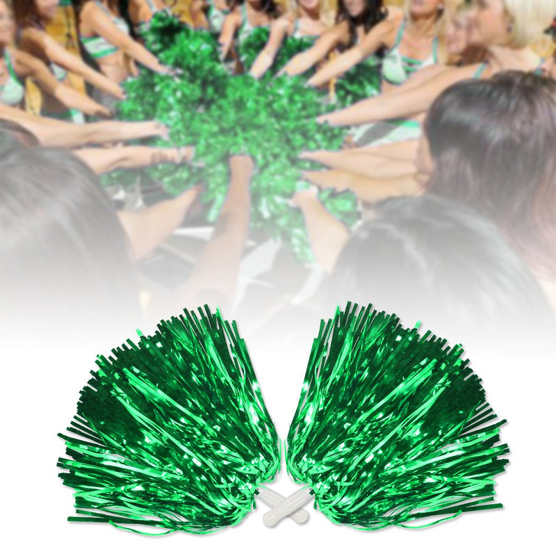 [AUSTRALIA] - Creatiee 1 Dozen Premium Cheerleading Pom Poms, 12Pcs Hand Flowers Cheerleader Pompoms for Sports Cheers Ball Dance Fancy Dress Night Party(Green) 
