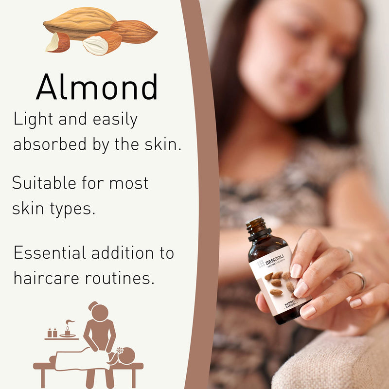 SENSOLI Sweet Almond Oil 100ml - Natural Unscented Moisturising Oil for Hair and Skin Care - in Glass Bottle - BeesActive Australia