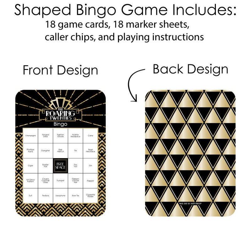 Big Dot of Happiness Roaring 20’s - Bar Bingo Cards and Markers - 1920s Art Deco Jazz Party Bingo Game - Set of 18 - BeesActive Australia