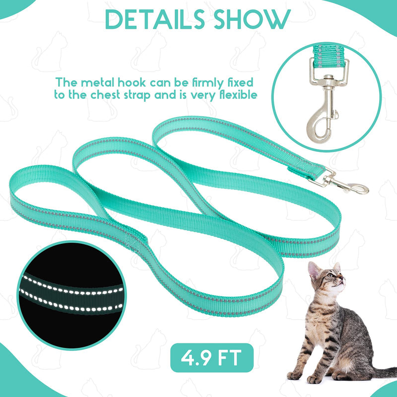 PUPTECK Cat Harness and Leash Set- Adjustable Vest Escape Proof Harness for Kitten Small Medium Cats, Retractable Breathable Soft Mesh for Outside with Reflective Strips M-Neck:11- 13.7" Chest: 18- 20" Green - BeesActive Australia