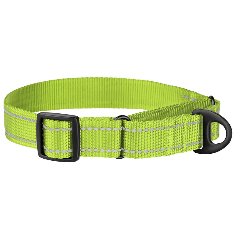 CollarDirect Reflective Martingale Dog Collar Nylon Heavy Duty Training Pet Collars for Small Medium Large Dogs Puppy Pink Orange Black Blue 13-18 Inch Lime Green - BeesActive Australia