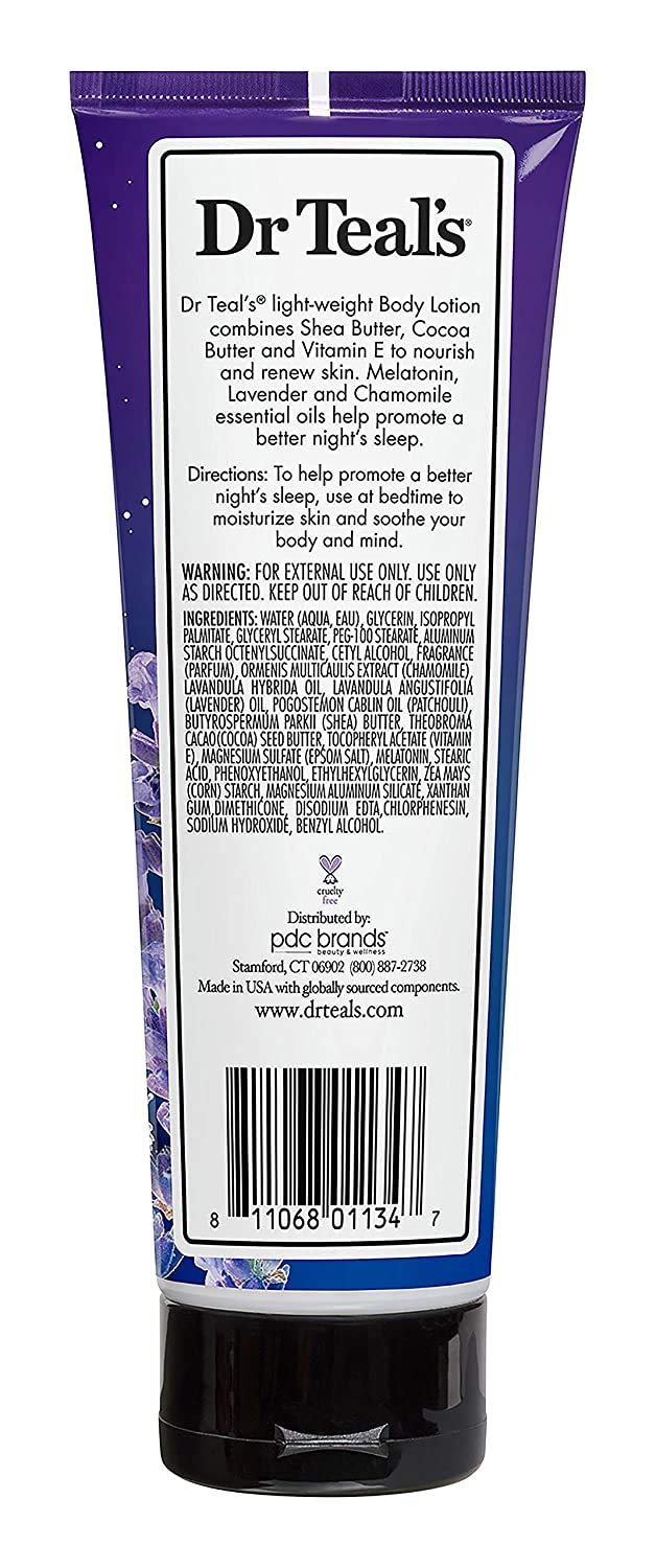 Dr. Teal's Night Time Therapy Melatonin Body Lotion - 8 Ounce Bottles Pack of 2 - Pure Epsom Salt Lotion for Skin Care Sleeping and Muscle Relief - BeesActive Australia