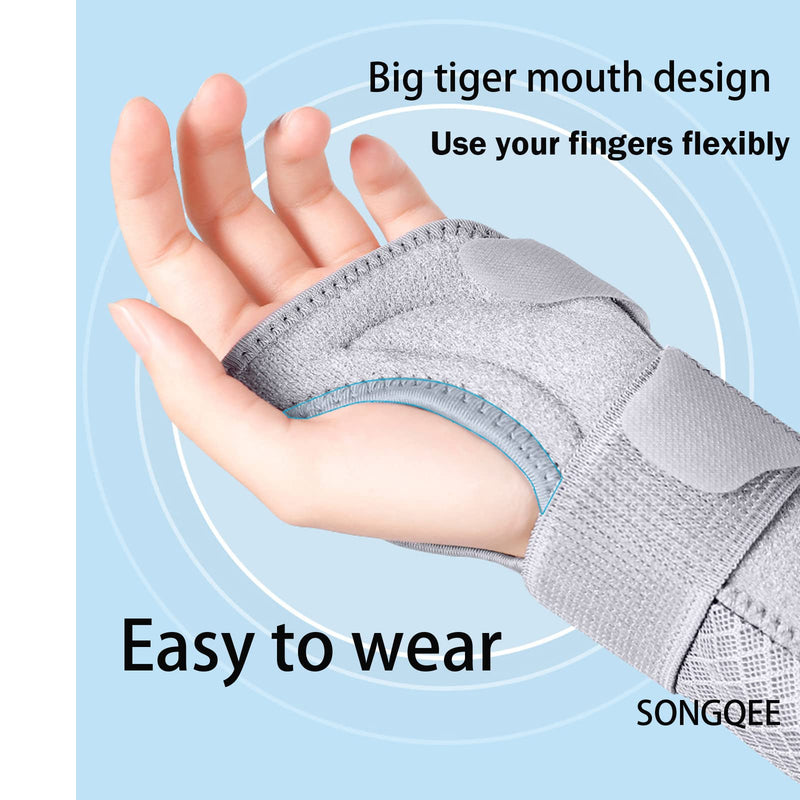 Carpal Tunnel Wrist Support Brace With Metal Splints Stabilizer, Breathable Wrist Splints Help Relieve Joint Pain, Arthritis, Tendonitis, Wrist Fractures/Sprain, Hand Support For Men Women (Right) M Right Hand-Grey - BeesActive Australia