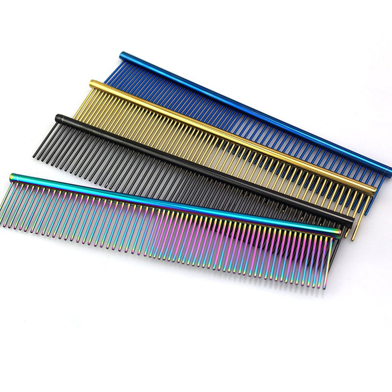 ZoCr Stainless Steel Pet Comb for Dogs Cats, Pet Grooming Comb with Different Spaced Rounded Teeth (Golden) - BeesActive Australia