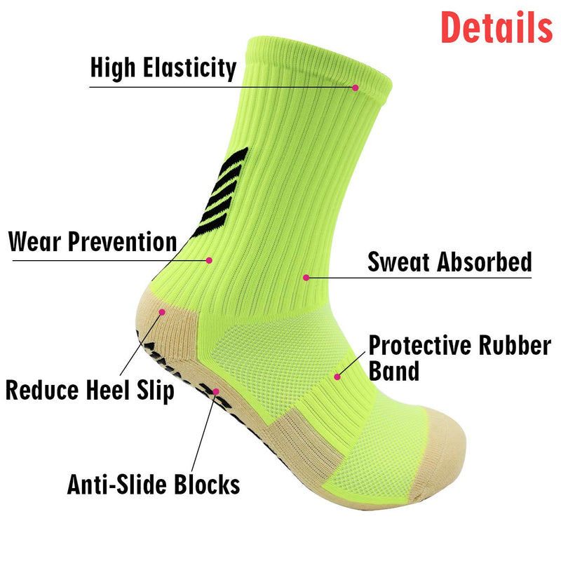 Tinymori Kids Socks Anti Slip Boys Girls Football Sports Socks for Age 6-11 Fluorescence - BeesActive Australia